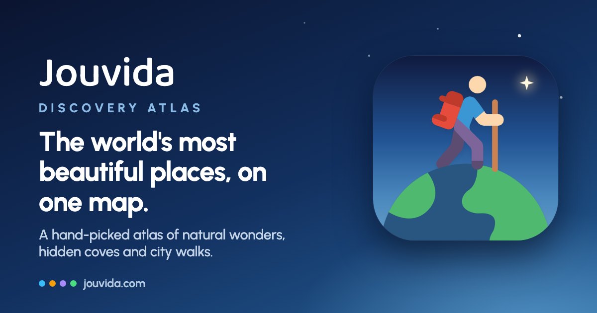 I built an interactive, hand-curated living map for world travel & nature discovery (Jouvida) logo